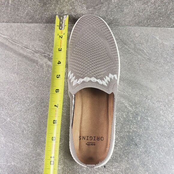 Earth Origins Shoes 7 Wide Embroidered Knit Mules Zilly Slides Granite - Picture 11 of 13